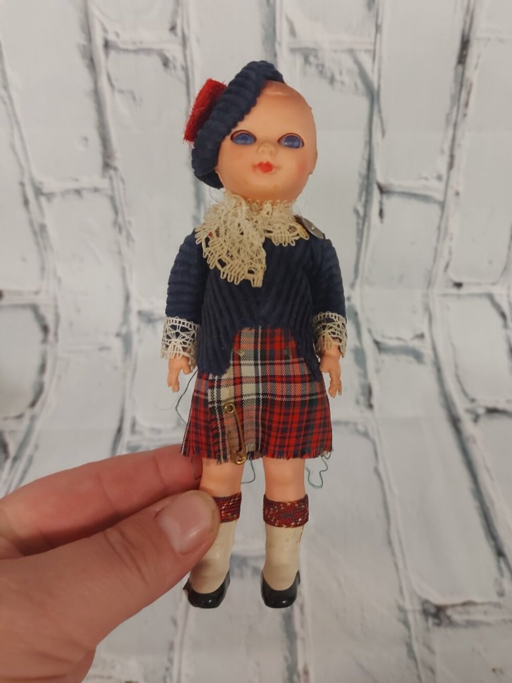 Vintage Athole Scotland Highland Doll Plaid Kilt Collectible